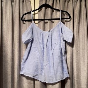 Blue Striped Off Shoulder Blouse